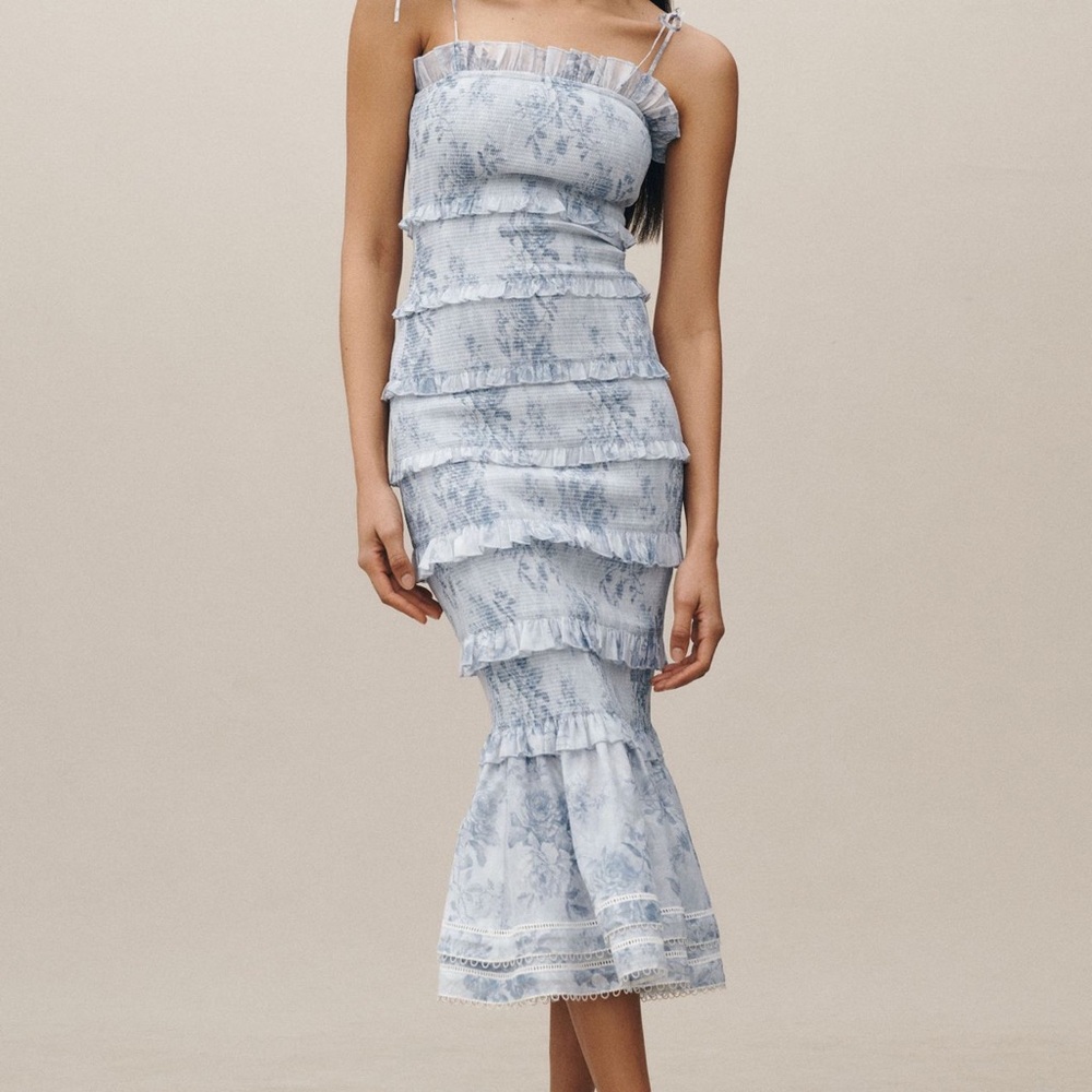 Elegant Blue Ruffle Dress